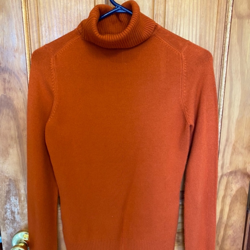 French Connection, burnt orange, turtle neck, long sleeve, size small